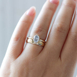 Oval Salt and Pepper Diamond Ring stack on hand 