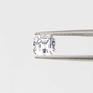 Square shaped white sapphire front view