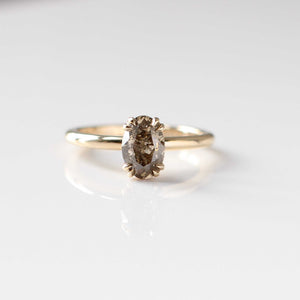 Champagne salt and pepper diamond solitaire ring front view