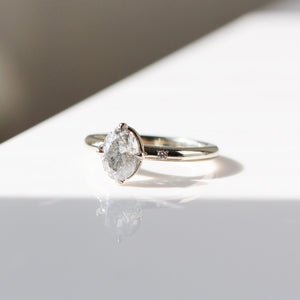 Oval grey diamond engagement ring three quarter view