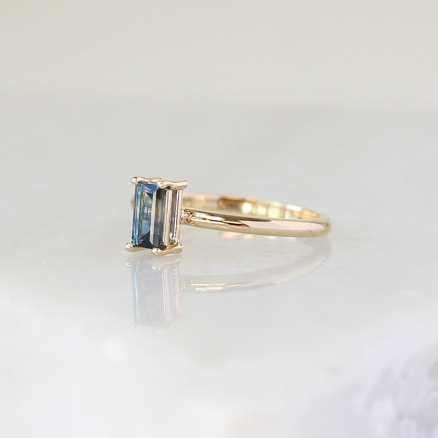 Teal blue sapphire ring