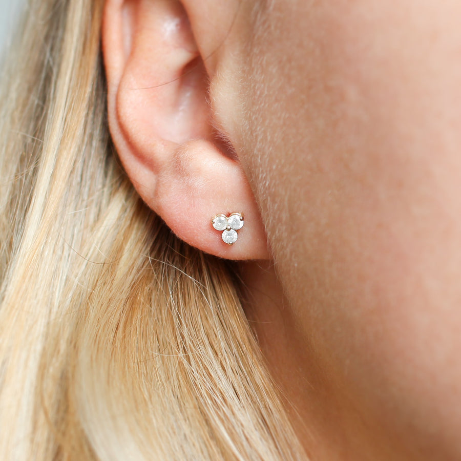 Cluster Diamond Stud Earrings front view