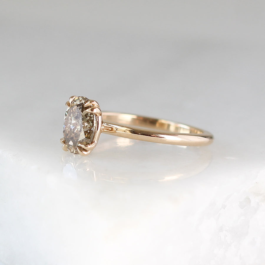 Oval Champagne Diamond Solitaire Ring