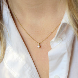 Round Lab Diamond Necklace being worn