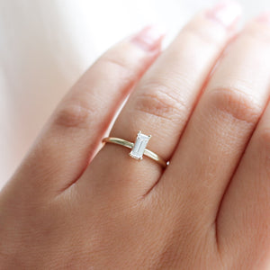 White sapphire ring on hand