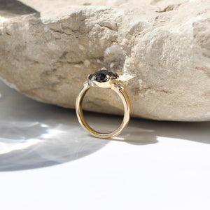 Oval Black Diamond Ring profile view