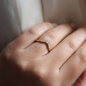 Pear Sahara Diamond Stacking Ring in light on hand  
