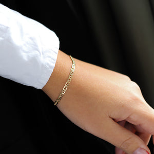 Mariner Chain Gold Bracelet worn on hand side view 