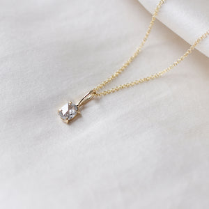 Oval Rose Cut Diamond Necklace side view with necklace