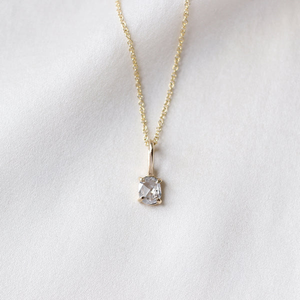 Oval Rose Cut Diamond Necklace with chain
