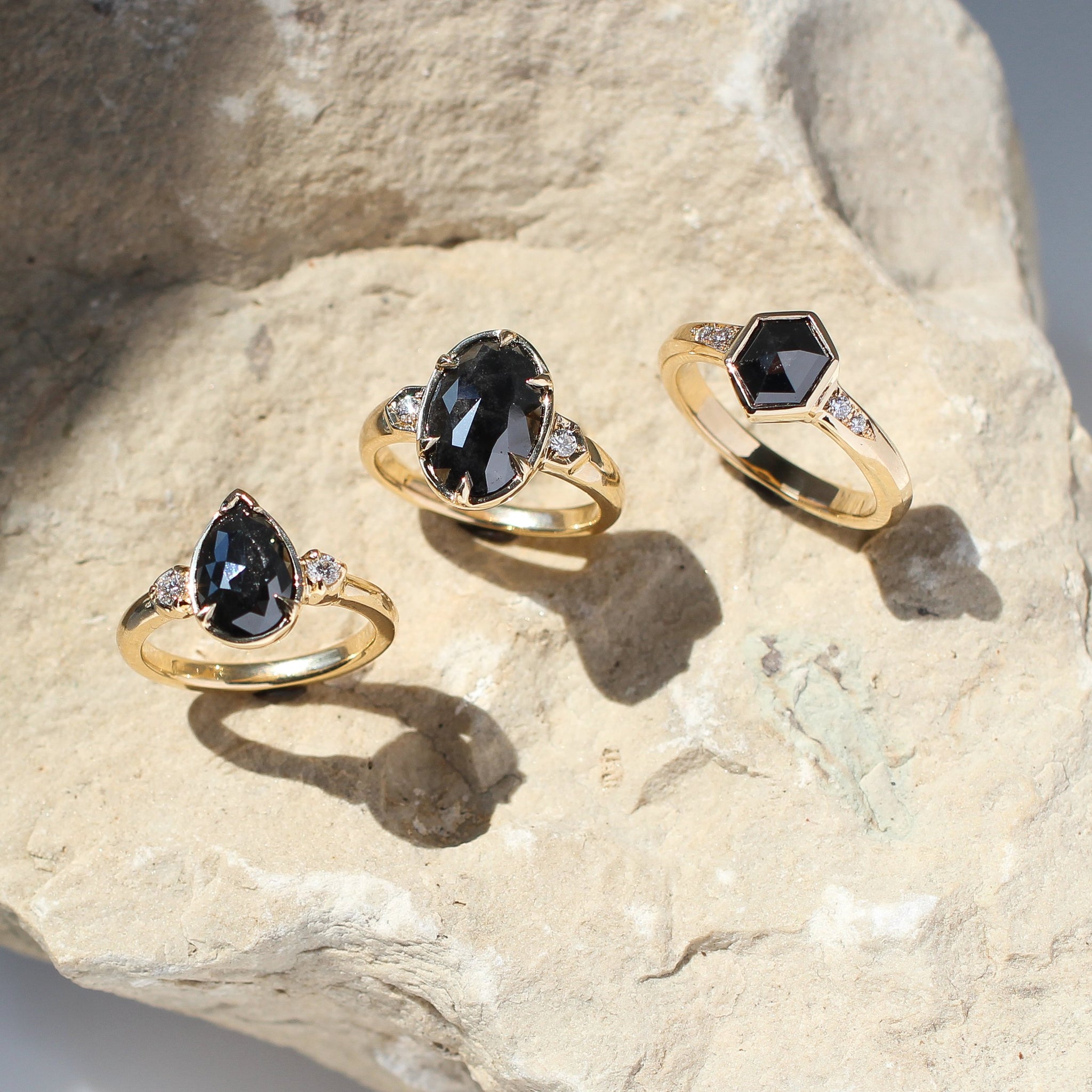 Black diamond engagement rings