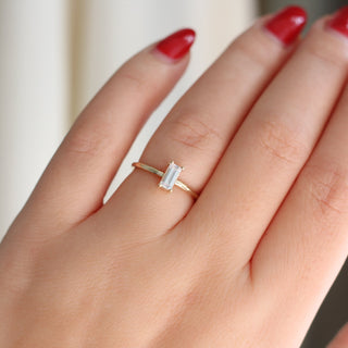 White sapphire ring stacker on hand