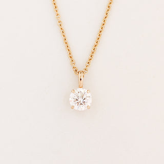 Round Lab Diamond Necklace in yellow gold