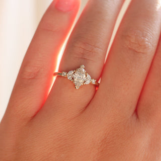 Folia Marquise Cut Champagne Diamond Ring on hand front detail view