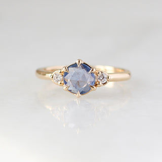 Round Blue Sapphire Ring detailed front view
