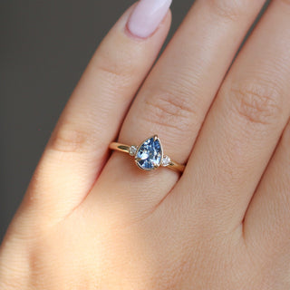 0.92ct Lagoon Blue Pear Sapphire Ring