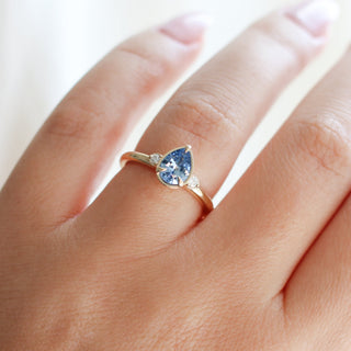 0.92ct Lagoon Blue Pear Sapphire Ring