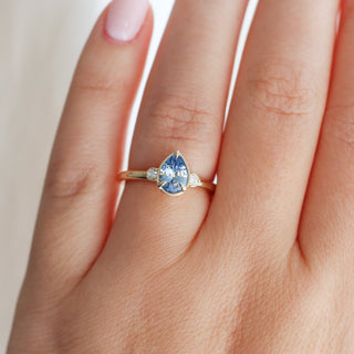 0.92ct Lagoon Blue Pear Sapphire Ring