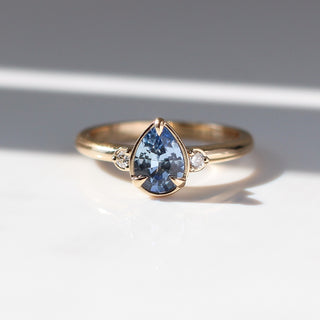 0.92ct Lagoon Blue Pear Sapphire Ring