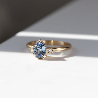 0.92ct Lagoon Blue Pear Sapphire Ring