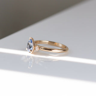 0.92ct Lagoon Blue Pear Sapphire Ring