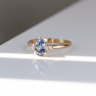 0.92ct Lagoon Blue Pear Sapphire Ring