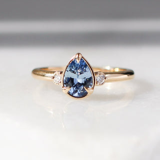 0.92ct Lagoon Blue Pear Sapphire Ring