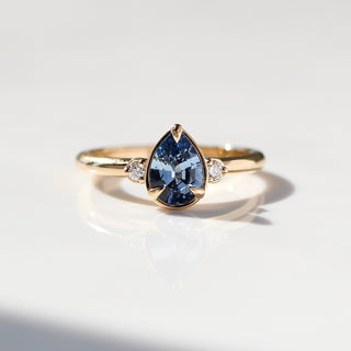 0.92ct Lagoon Blue Pear Sapphire Ring
