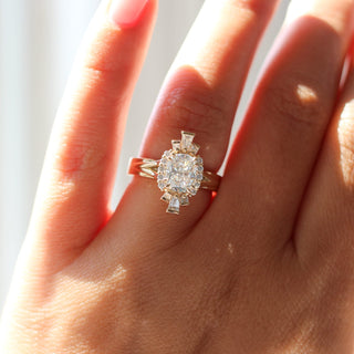 Ballerina Cushion Cut Lab Diamond Ring in sunlight on hand