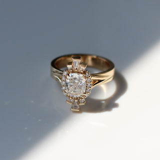 Ballerina Cushion Cut Lab Diamond Ring front top view in sunlight