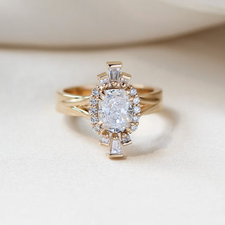 Ballerina Cushion Cut Lab Diamond Ring detailed front top view 