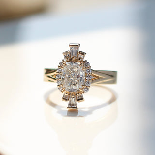 Ballerina Cushion Cut Lab Diamond Ring in sunlight front view