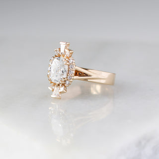 Ballerina Cushion Cut Lab Diamond Ring quarter side view