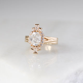 Ballerina Cushion Cut Lab Diamond Ring quarter view