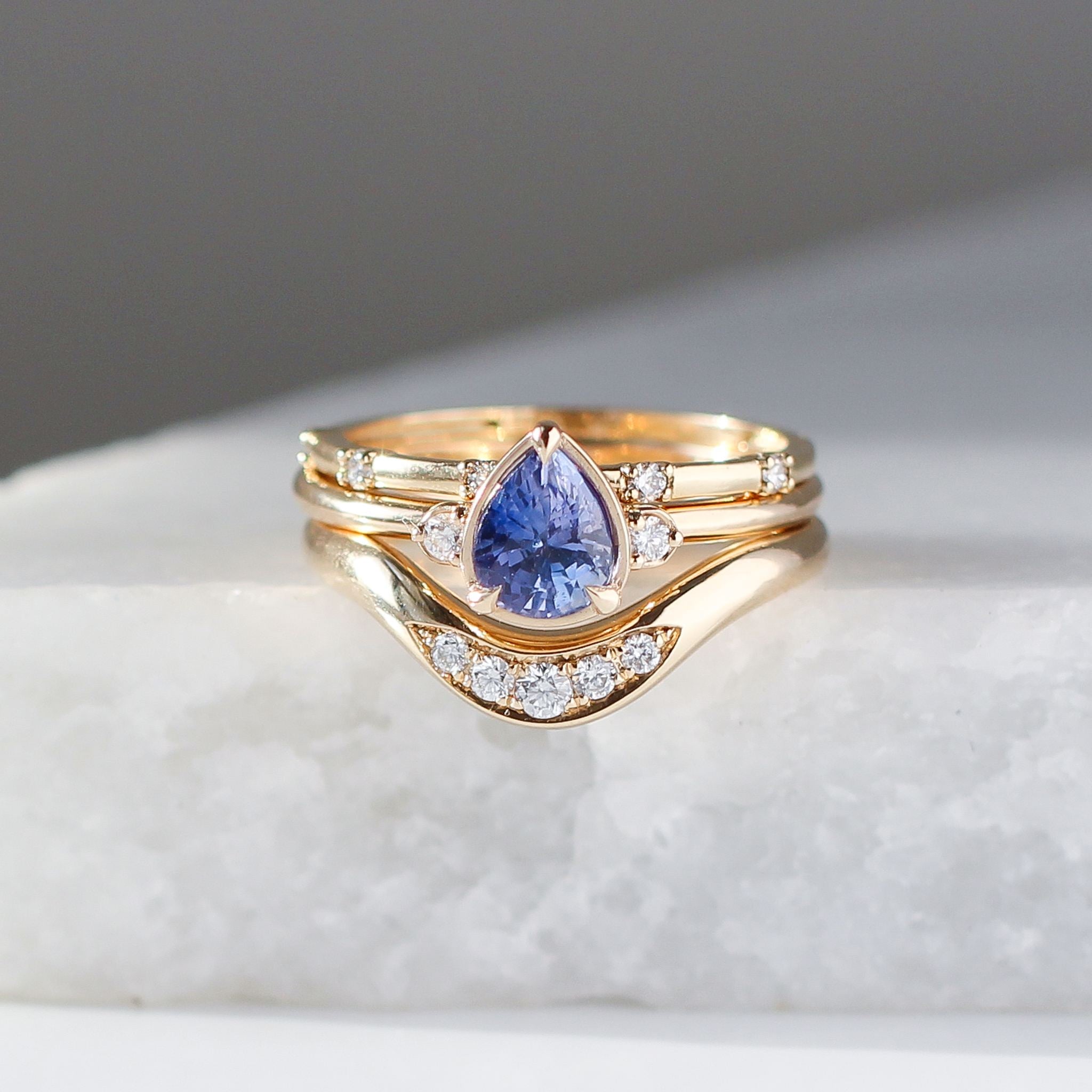 Gold Ring Jtv Blue Sapphire Rings Pear Cut Purple Sapphire Ring