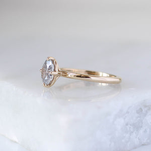 Oval salt and pepper diamond ring side view