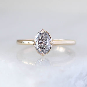 Oval salt and pepper diamond engagement ring