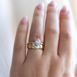 Oval Salt and Pepper Diamond Ring stack on hand 