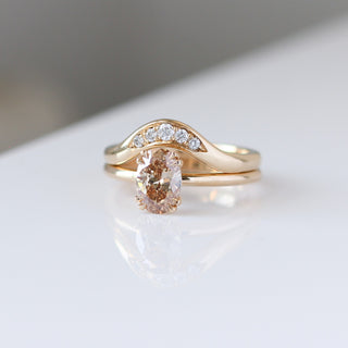 Oval Cut Diamond Ring with Gold diamond band front view
