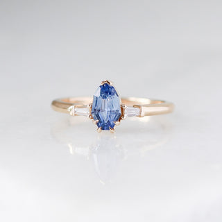 Shield Cut Blue Sapphire Ring front view