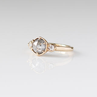 Rose Cut Salt and Pepper Diamond Ring side view