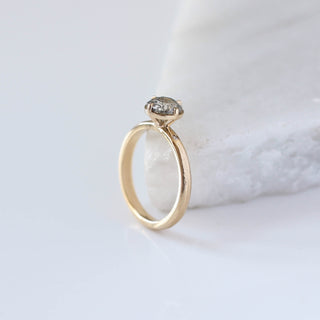Round salt and pepper diamond ring profile view