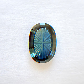 Teal fantasy cut oval sapphire