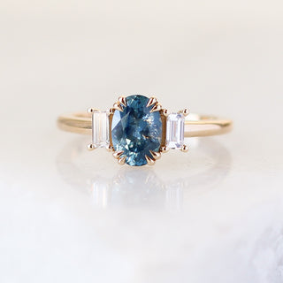 Oval Cut Blue Sapphire Ring close up