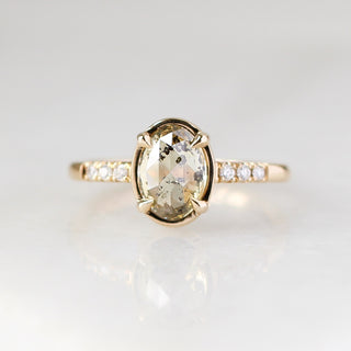  Oval Champagne Salt & Pepper Diamond Ring front view