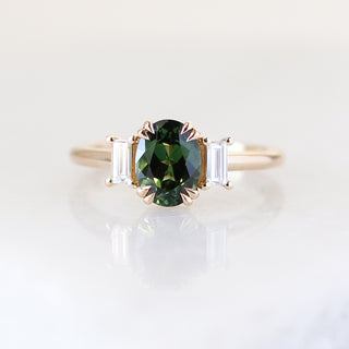 Oval Cut Green Sapphire Ring front view