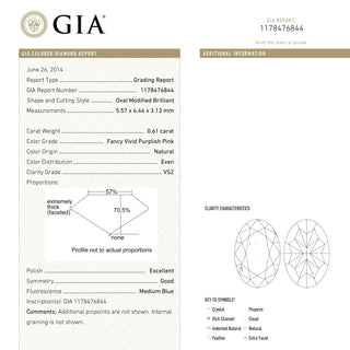 0.61ct 5.57x4.44x3.13mm GIA VS2 Fancy Vivid Purplish Pink Oval Brilliant 🇦🇺 24137-01