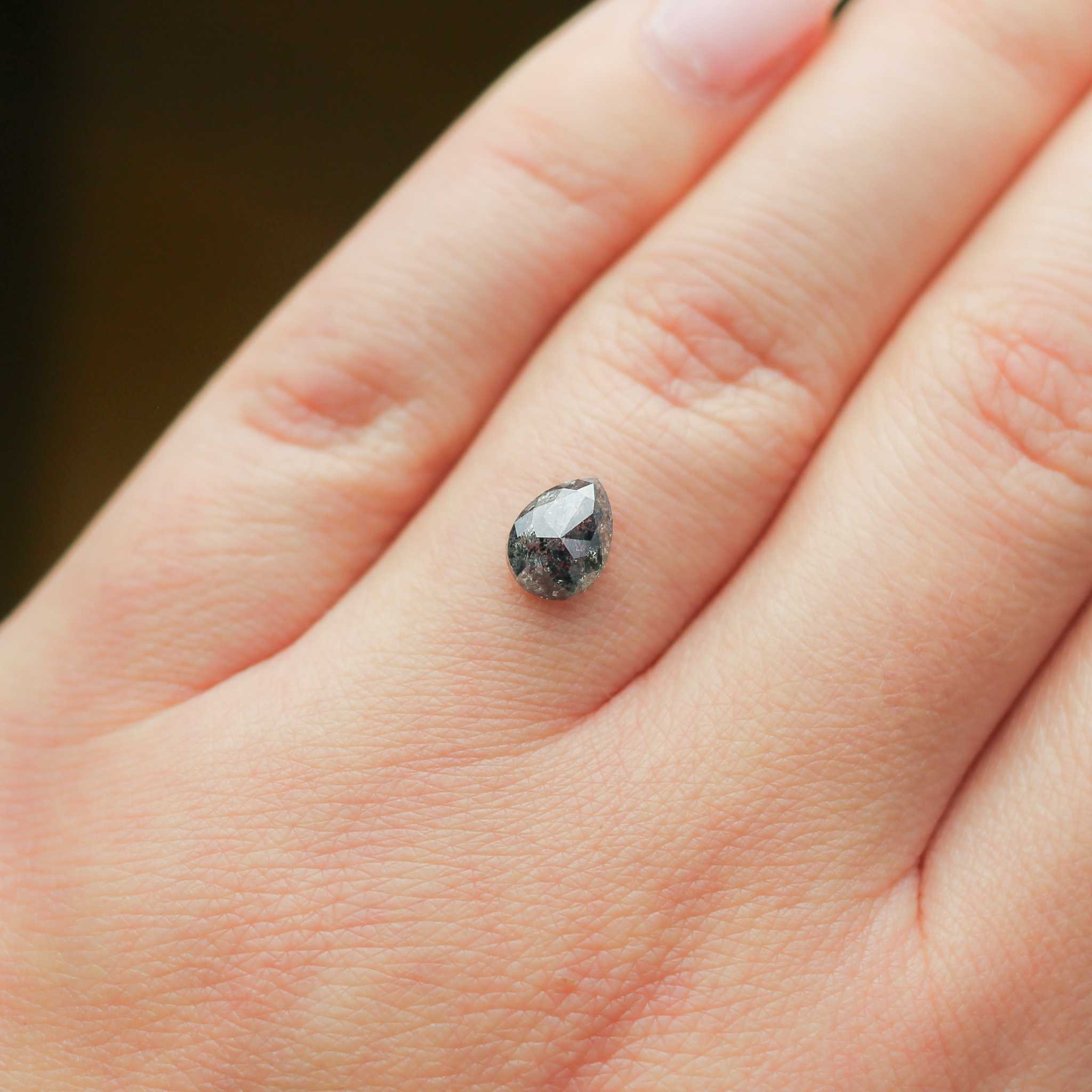 Pear Rose Cut Salt and Pepper Diamond Yuliya Chorna Jewellery