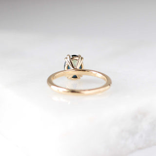Teal sapphire solitaire ring back view