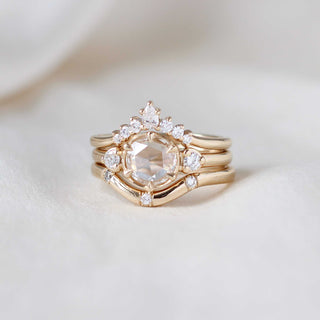 Three diamond contour band in wedding stack